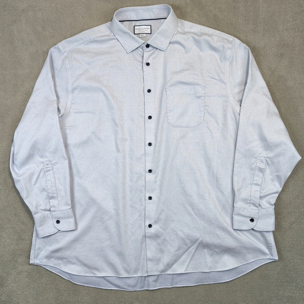 Charles Tyrwhitt Dress Shirt Mens 20/37 Classic Fit Light Blue Non-Iron Cotton
